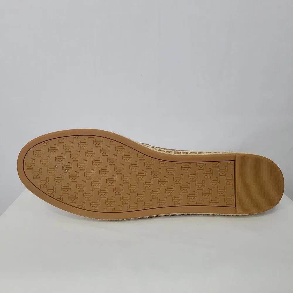 Lauren Ralph Lauren Camryn Tumbled Leather Espadrille size in 10 Deep Saddle Tan